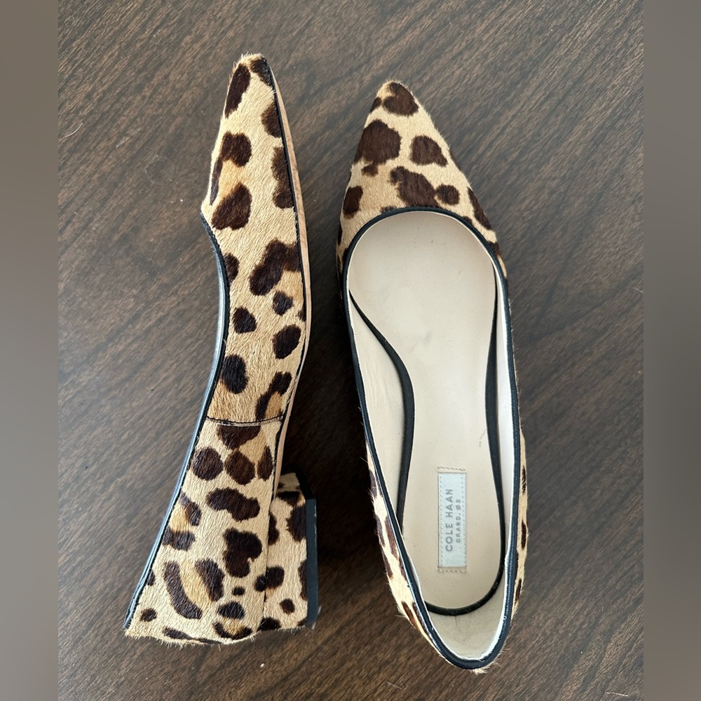 Cole Haan Leopard/Ocelot Print Calfhair Vesta Skimmer Flat 6.5